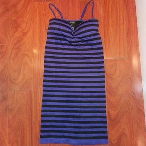 bebe Black & Purple Striped Mini Dress
